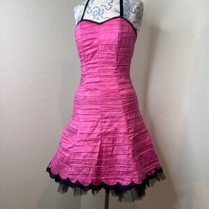 Jessica McClintock Fuchsia Dress with Black Accents